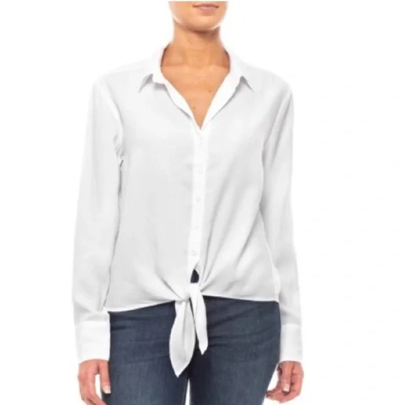 MAEVE White Women's Tie-Front Blouse - Picture 6 of 6
